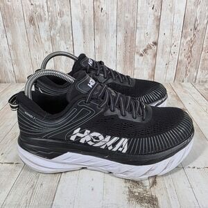 Hoka One One Bondi 7 Black White Running Shoes Womens 7 Wide 1110531 BWHT